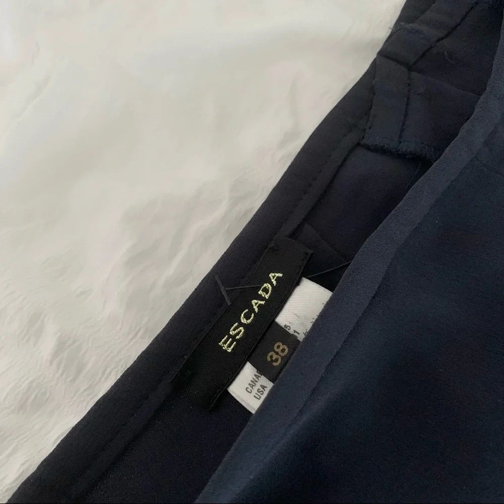 Escada Navy 100% Silk Wide Leg Pants - Picture 5 of 15